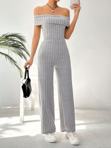Off-Shoulder Straight Jumpsuit