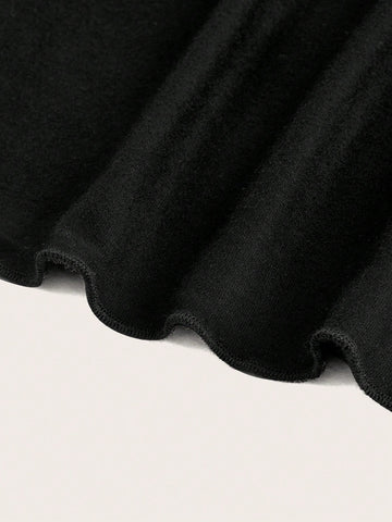 Off Shoulder Maxi Dress With Asymmetrical Hem In Black