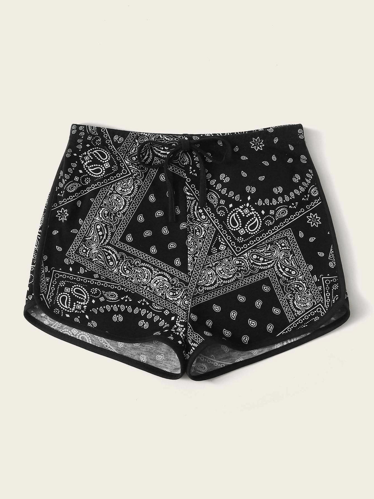 EZwear Paisley Print Drawstring Dolphin Shorts
