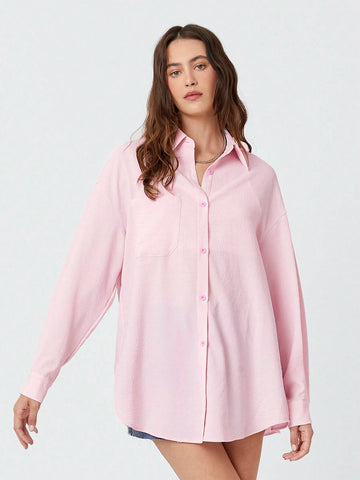 EZwear Patch Pocket Drop-Shoulder Shirt