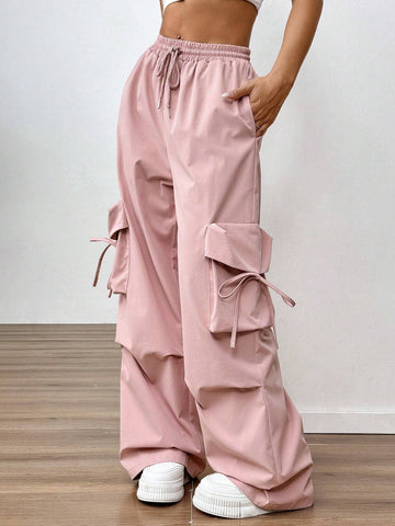 EZwear Pink Workwear Pocketed Women Trousers