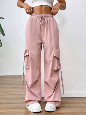 EZwear Pink Workwear Pocketed Women Trousers