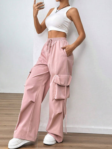 EZwear Pink Workwear Pocketed Women Trousers