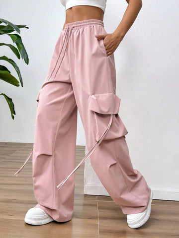EZwear Pink Workwear Pocketed Women Trousers