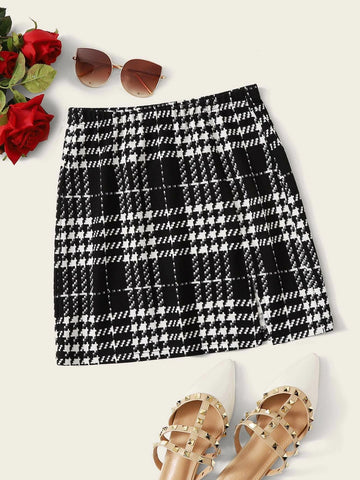 EZwear Plaid A-Line Mini Skirt