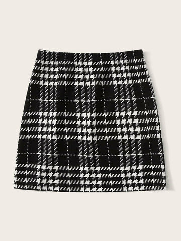 EZwear Plaid A-Line Mini Skirt