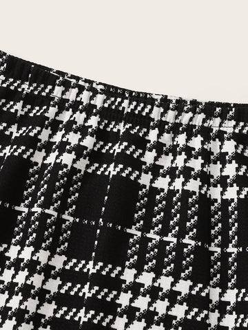 EZwear Plaid A-Line Mini Skirt