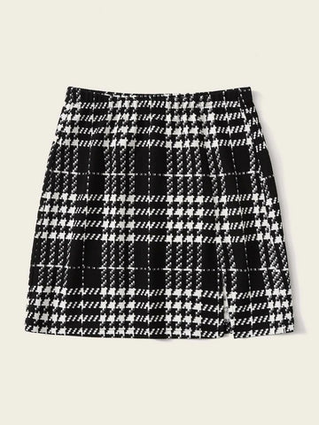 EZwear Plaid A-Line Mini Skirt