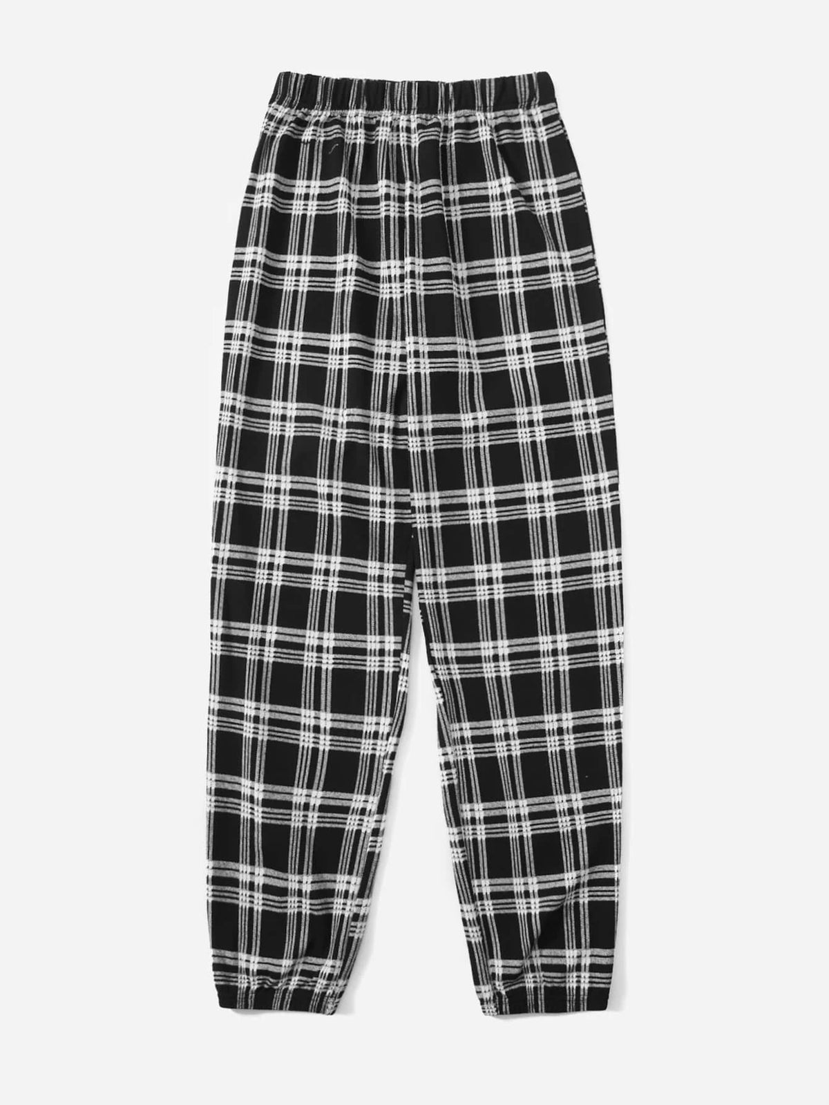 EZwear Plaid Print Elastic Waist Sweatpants