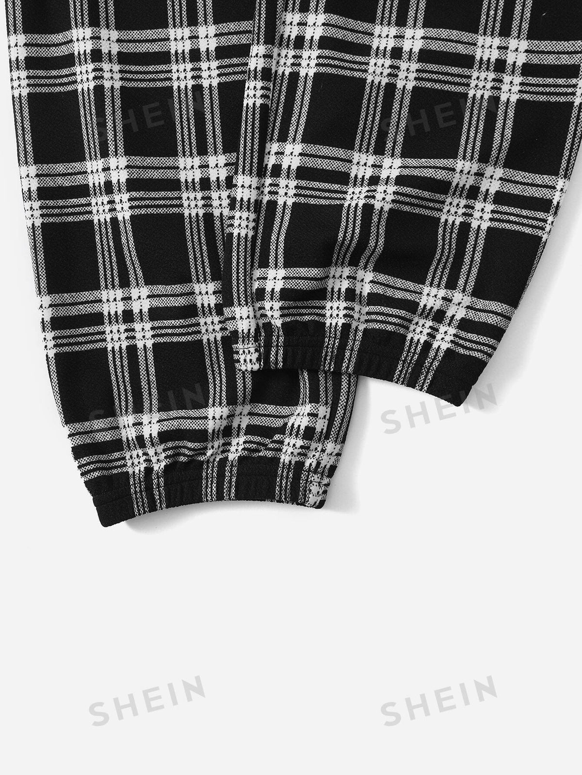EZwear Plaid Print Elastic Waist Sweatpants