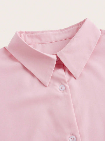 EZwear Puff Sleeve Solid Color Ladies' Simple Daily Shirt