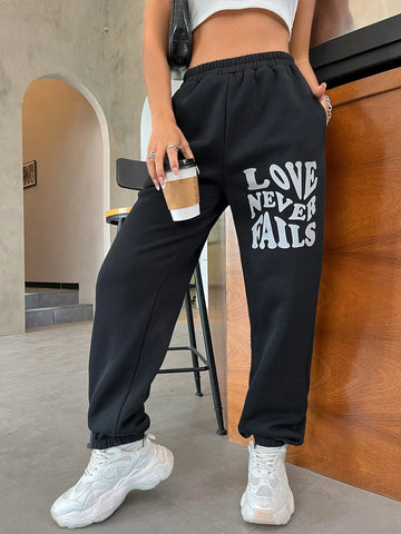 EZwear Reflective Slogan Graphic Sweatpants