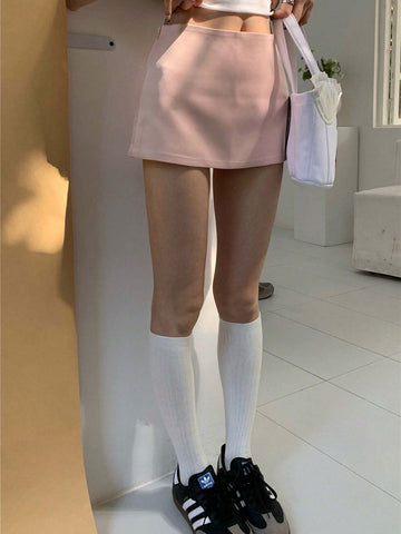 EZwear Satin Mini Skirt With Low Waist Design (Includes Shorts)