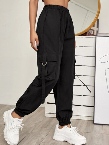 EZwear Side Flap Pocket Tape Panel Cargo Pants