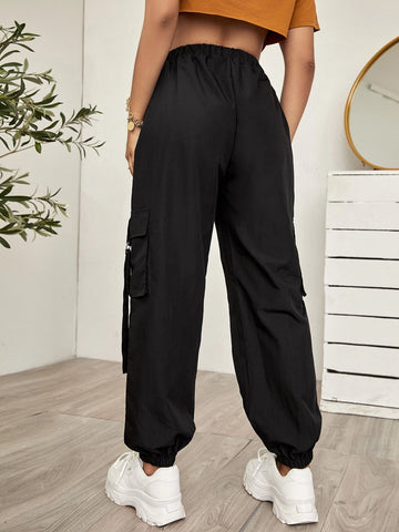 EZwear Side Flap Pocket Tape Panel Cargo Pants