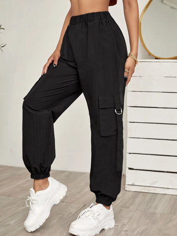 EZwear Side Flap Pocket Tape Panel Cargo Pants