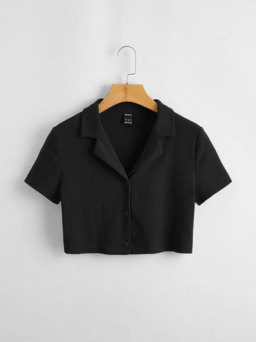 Single Breasted Notched Collar Tee