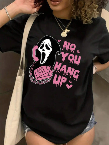 Slogan Graphic Drop Shoulder Tee, Graphic Women T-Shirt