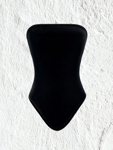 Solid Color Bandeau Bodysuit