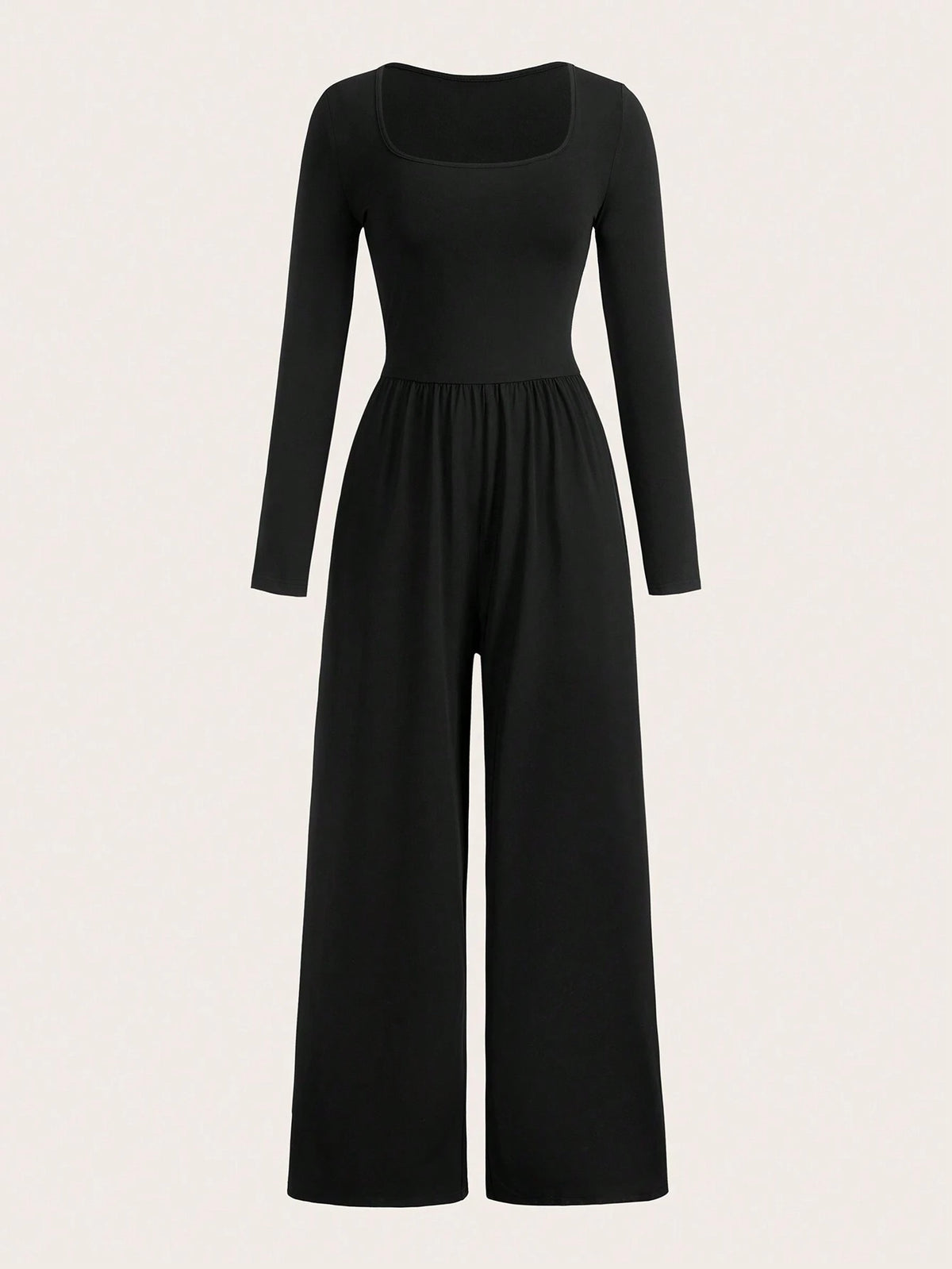 Solid Color Long Sleeve Jumpsuit, Casual, Spring & Autumn