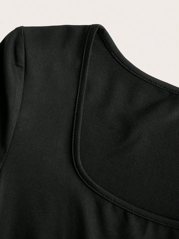 Solid Color Long Sleeve Jumpsuit, Casual, Spring & Autumn