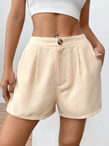 EZwear Solid Color Pocketed Casual Shorts, Summer