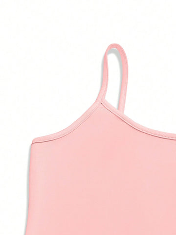 Solid Color Tight Short Camisole Top And Letter Print Flared Pants Summer Casual Set