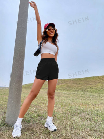 EZwear Solid Elastic Waist Shorts