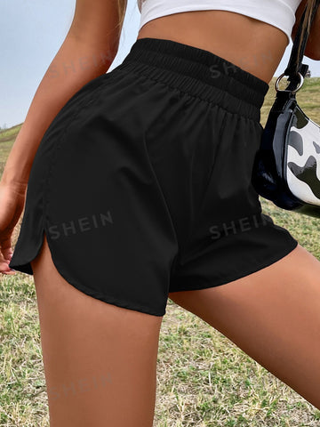 EZwear Solid Elastic Waist Shorts
