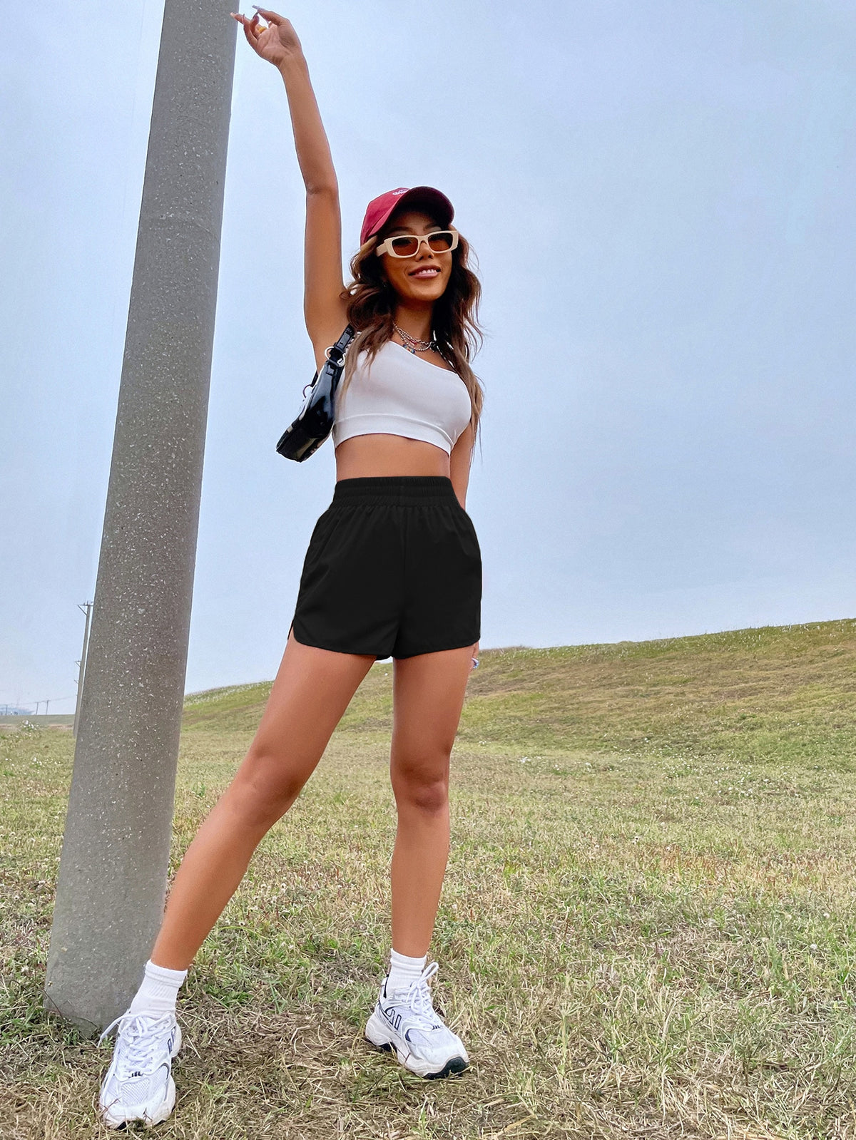 EZwear Solid Elastic Waist Shorts