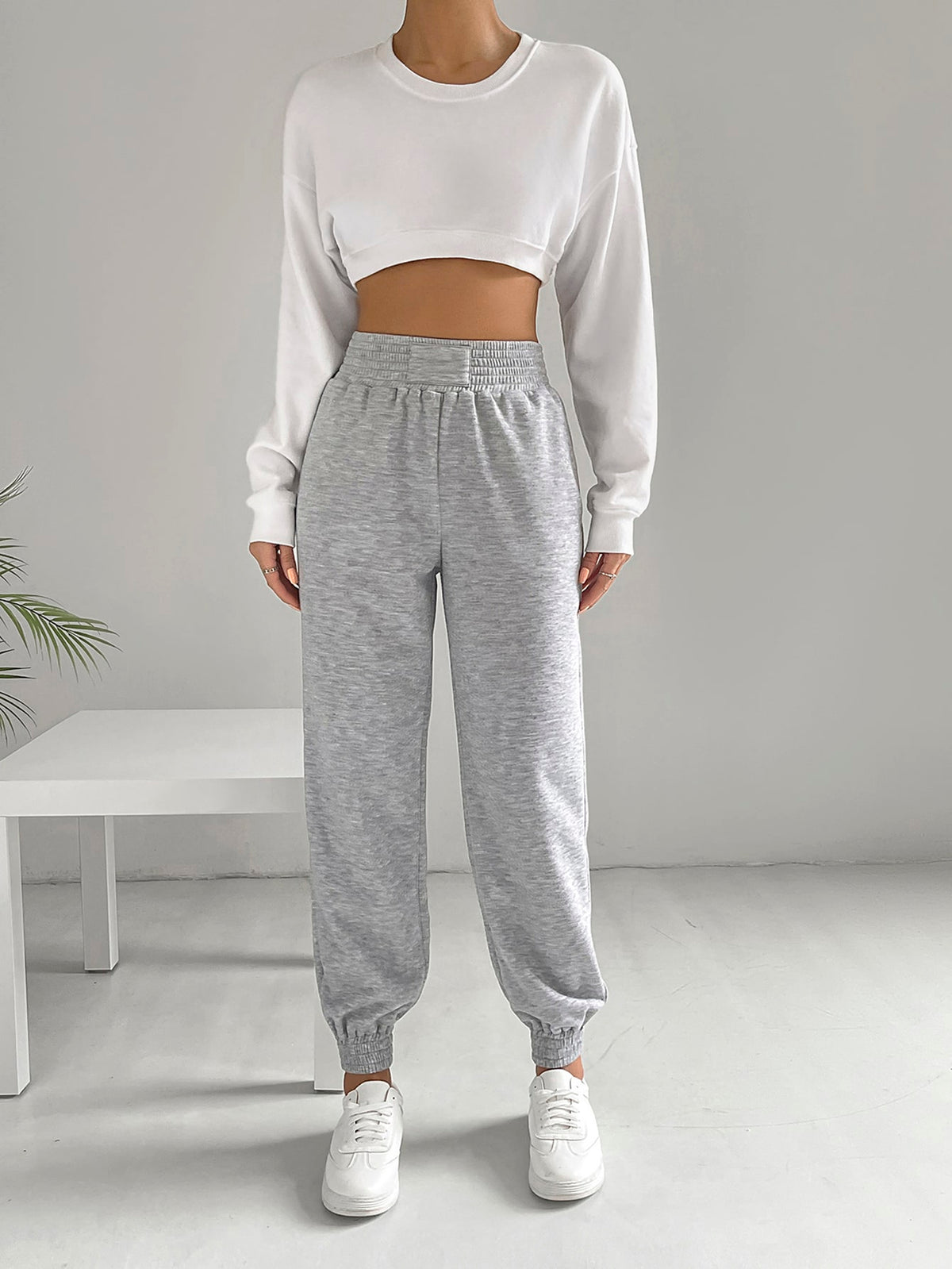 EZwear Solid Elastic Waist Sweatpants