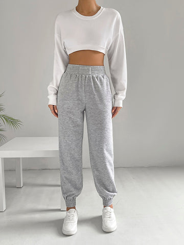 EZwear Solid Elastic Waist Sweatpants
