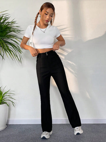EZwear Solid Flare Leg Pants