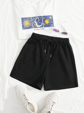 EZwear Solid Knot Front Track Shorts