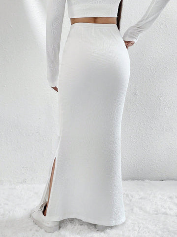 EZwear Solid Mermaid Hem Skirt