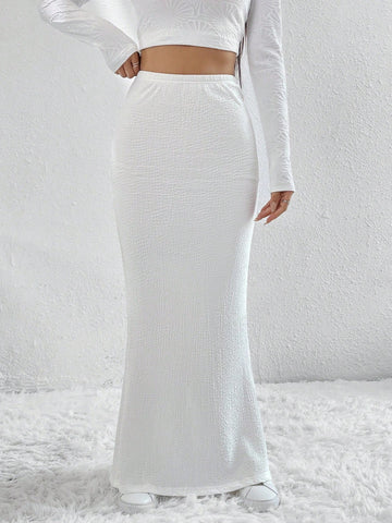 EZwear Solid Mermaid Hem Skirt