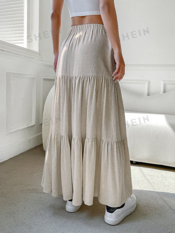 EZwear Solid Tie Front Layered Skirt