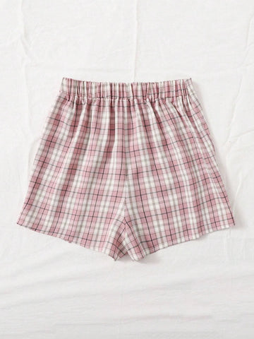 EZwear Split Hem Tartan Skort