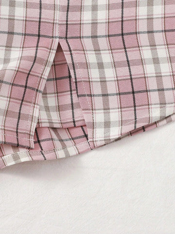 EZwear Split Hem Tartan Skort