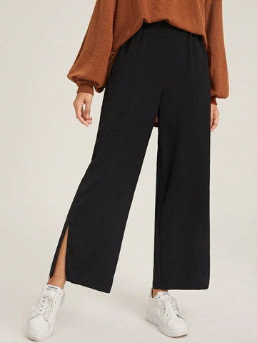 EZwear Split Hem Wide Leg Pants