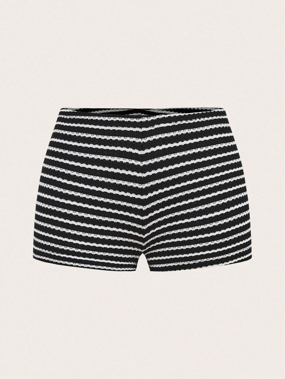 EZwear Spring/Summer Home Casual Black&White Striped Low Waist Ultra Short Shorts
