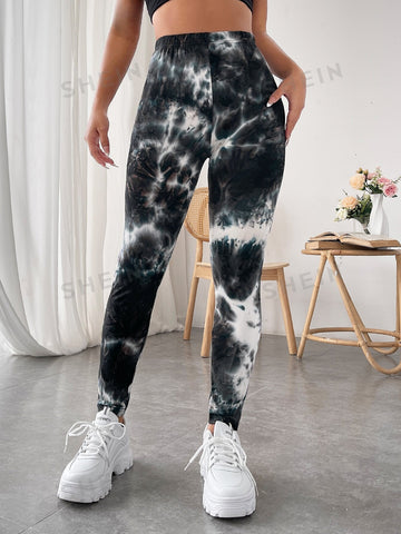 EZwear Spring And Summmer High Waist Tie Dye Long Leggings