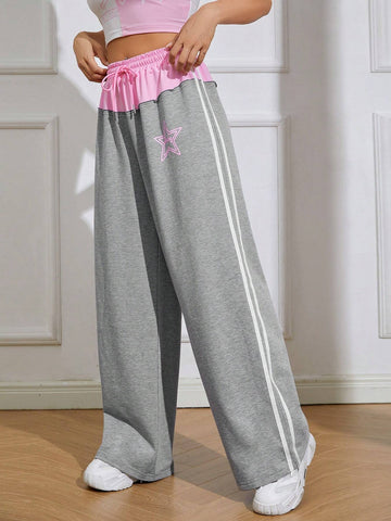 EZwear Star Print Drawstring Waist Sweatpants