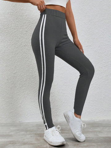 EZwear Striped High Waist Leggings