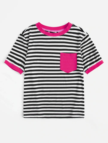 Striped Patch Pocket Ringer Tee