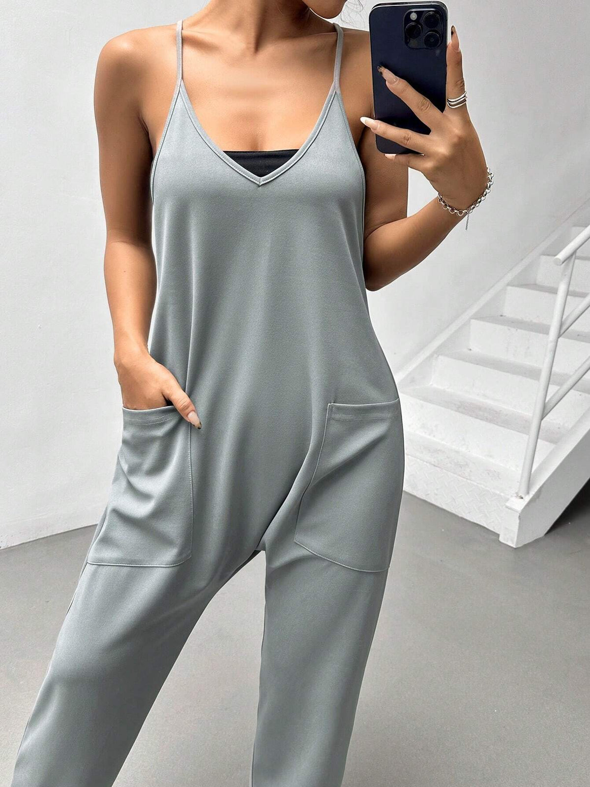 Summer Casual Loose Sleeveless Jumpsuit With Halter Neck Design