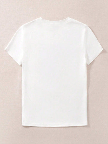 EZwear Summer Casual Short Sleeve T-Shirt With Letter Print