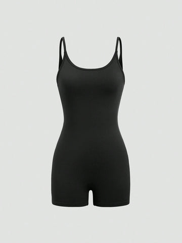 Summer Casual Solid Color Spaghetti Strap Romper