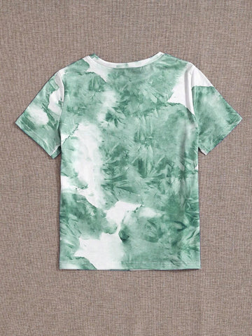 Summer Casual Tie-Dye Letter Print T-Shirt