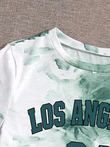 Summer Casual Tie-Dye Letter Print T-Shirt